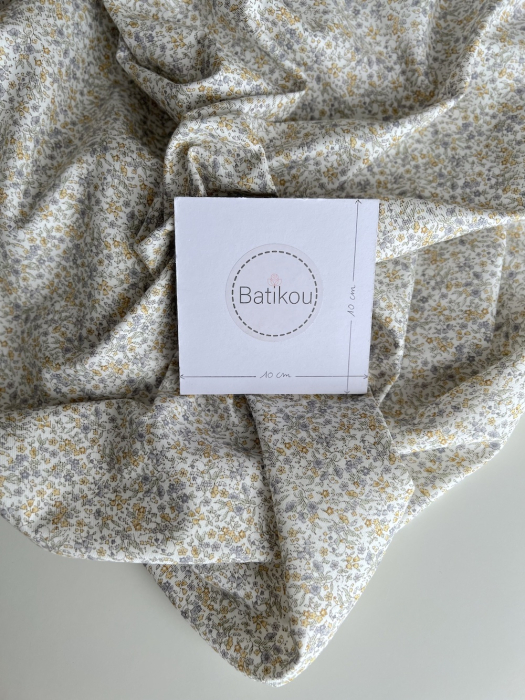 Camille - Tissu sergé / twill de coton organique imprimé fond écru Tissus issus de l'agriculture biologique  - 6