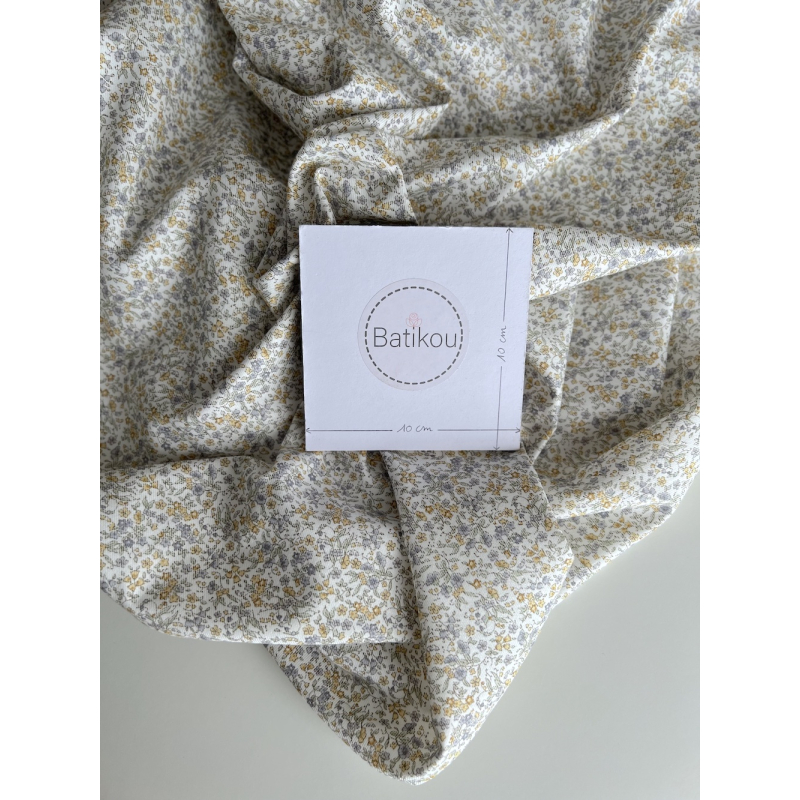 Camille - Tissu sergé / twill de coton organique imprimé fond écru Tissus issus de l'agriculture biologique  - 6