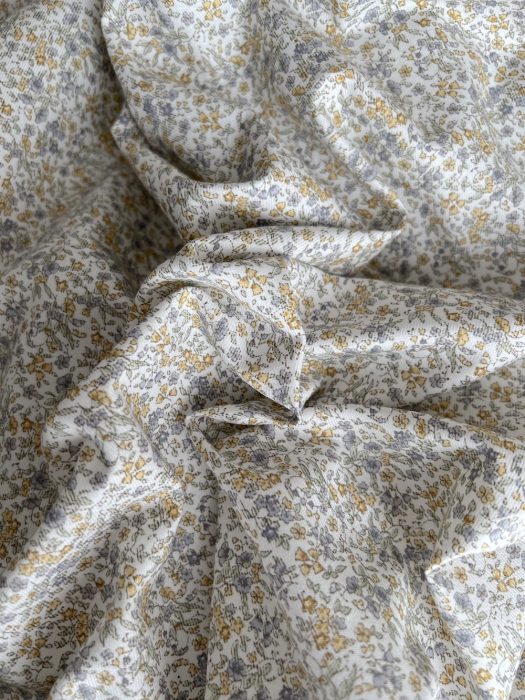 Camille - Tissu sergé / twill de coton organique imprimé fond écru Tissus issus de l'agriculture biologique  - 7