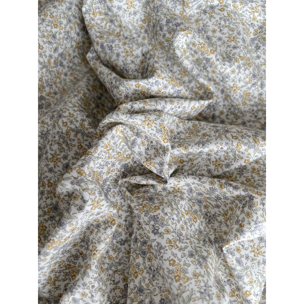 Camille - Tissu sergé / twill de coton organique imprimé fond écru Tissus issus de l'agriculture biologique  - 7