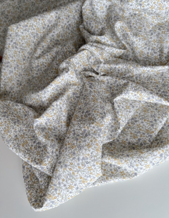 Camille - Tissu sergé / twill de coton organique imprimé fond écru Tissus issus de l'agriculture biologique  - 8