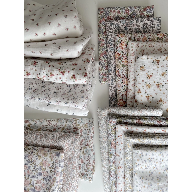 Camille - Tissu sergé / twill de coton organique imprimé rose Tissus issus de l'agriculture biologique  - 11