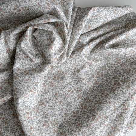 Camille - Tissu sergé / twill de coton organique imprimé rose Tissus issus de l'agriculture biologique  - 1