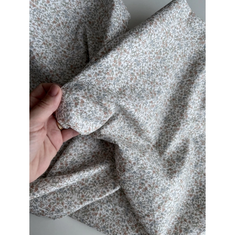 Camille - Tissu sergé / twill de coton organique imprimé rose Tissus issus de l'agriculture biologique  - 4