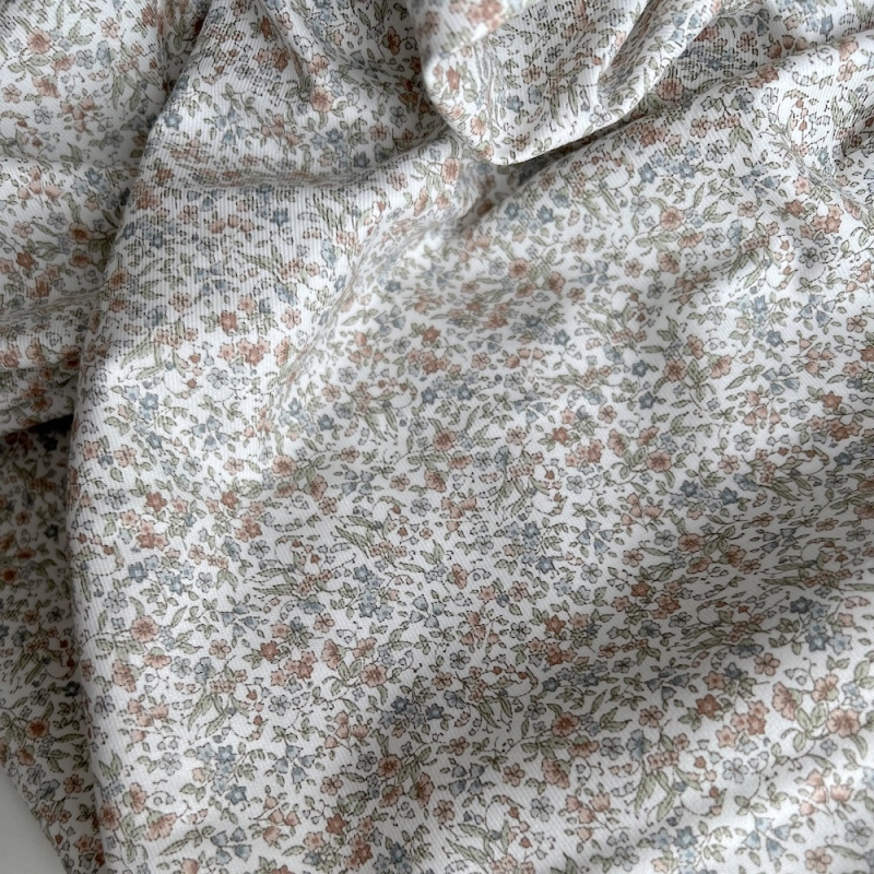 Camille - Tissu sergé / twill de coton organique imprimé rose Tissus issus de l'agriculture biologique  - 9