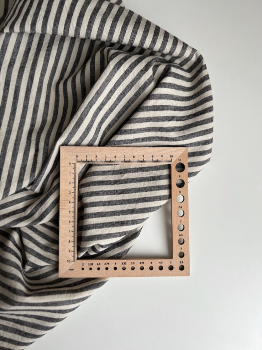 Lin et coton à rayures tissées noir et grège Qualité Oeko-tex - 7