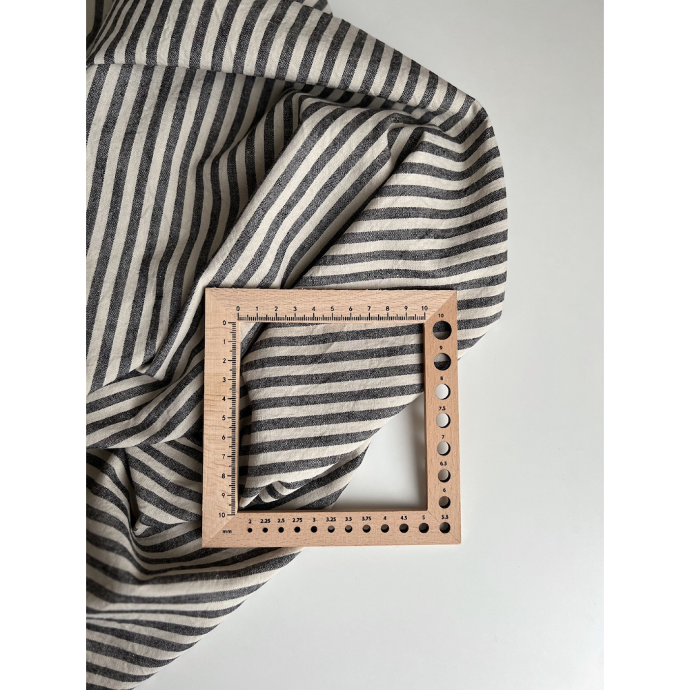 Lin et coton à rayures tissées noir et grège Qualité Oeko-tex - 7