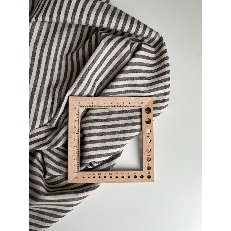 Lin et coton à rayures tissées noir et grège Qualité Oeko-tex - 7