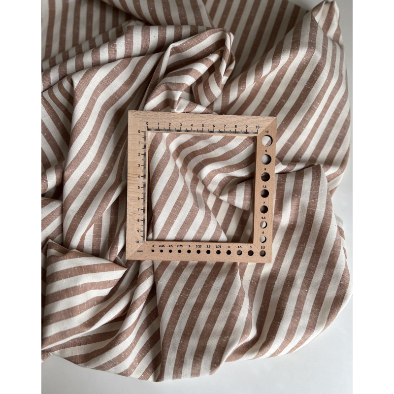 Coton chiné aspect brut rayures moyennes 7mm coloris caramel au beurre salé Batikou - 2