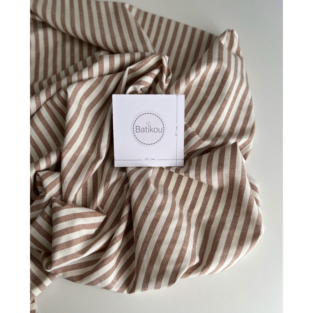 Coton chiné aspect brut rayures moyennes 7mm coloris caramel au beurre salé Batikou - 3