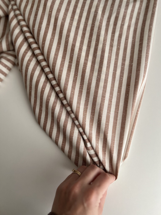 Coton chiné aspect brut rayures moyennes 7mm coloris caramel au beurre salé Batikou - 6