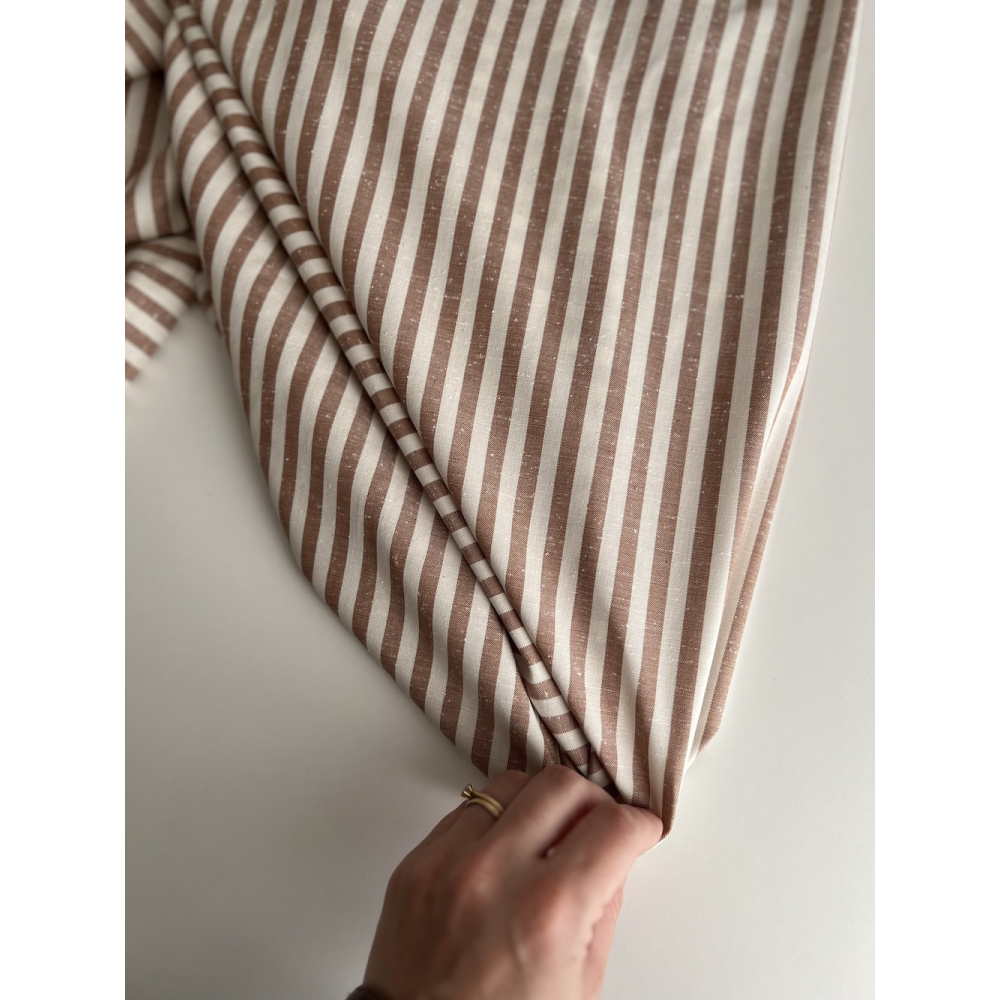 Coton chiné aspect brut rayures moyennes 7mm coloris caramel au beurre salé Batikou - 6