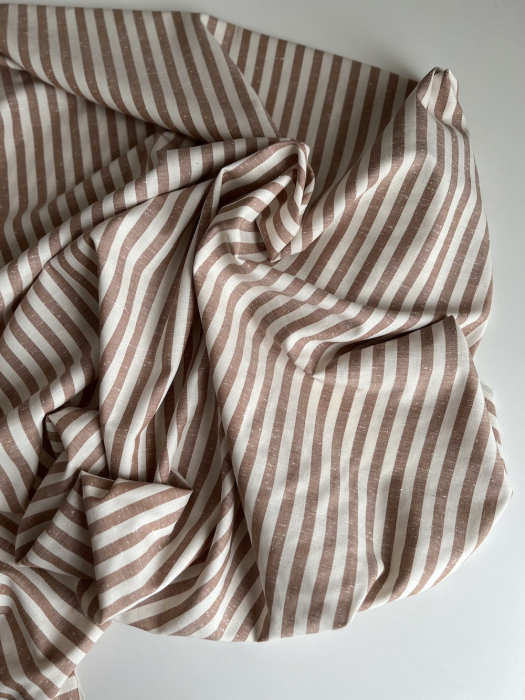 Coton chiné aspect brut rayures moyennes 7mm coloris caramel au beurre salé Batikou - 7