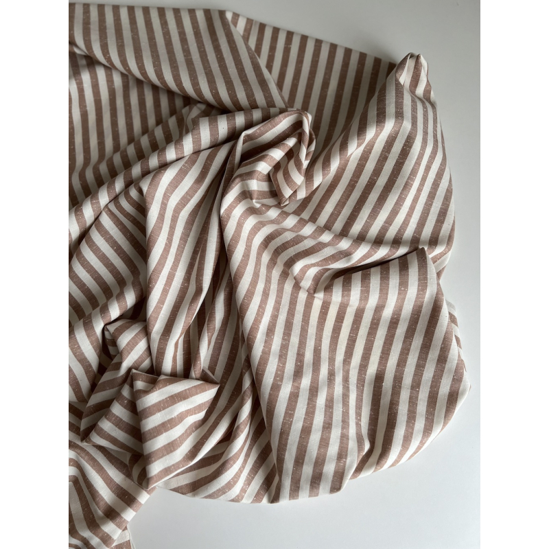 Coton chiné aspect brut rayures moyennes 7mm coloris caramel au beurre salé Batikou - 7