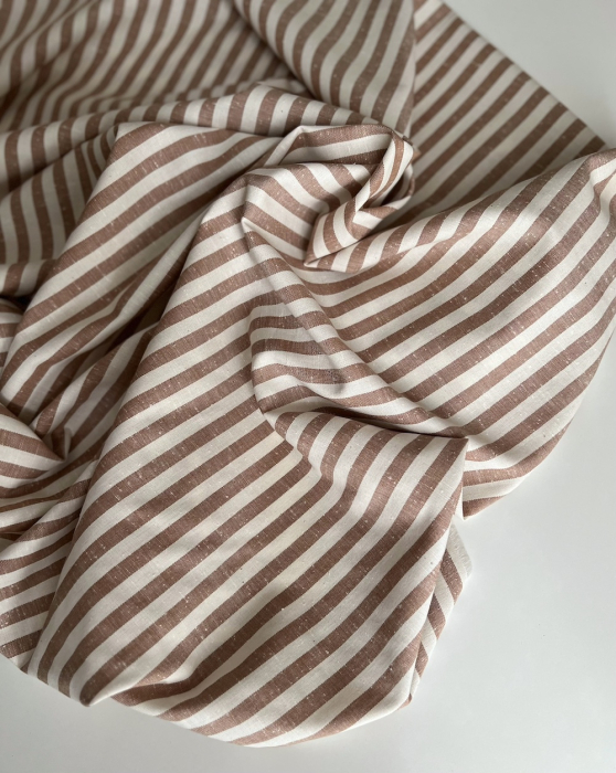 Coton chiné aspect brut rayures moyennes 7mm coloris caramel au beurre salé Batikou - 8