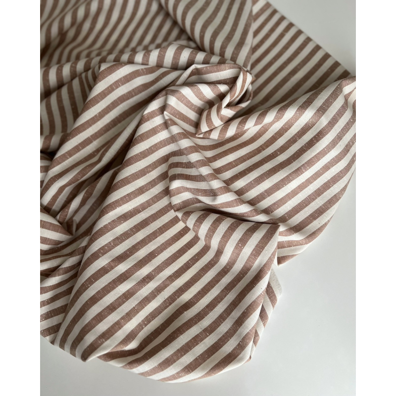 Coton chiné aspect brut rayures moyennes 7mm coloris caramel au beurre salé Batikou - 8
