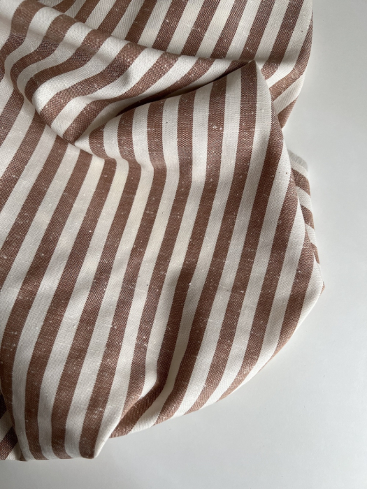 Coton chiné aspect brut rayures moyennes 7mm coloris caramel au beurre salé Batikou - 9