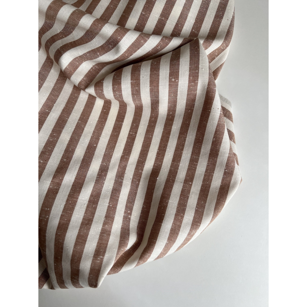 Coton chiné aspect brut rayures moyennes 7mm coloris caramel au beurre salé Batikou - 9