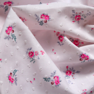 Plumetis de coton imprimé rose