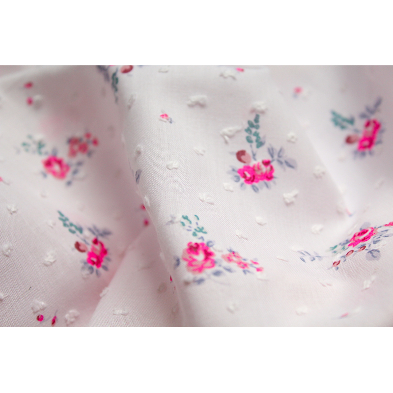 Plumetis de coton imprimé rose