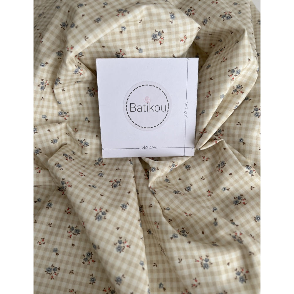 Elise - Popeline de coton BIO imprimé fleurs fanées Tissus issus de l'agriculture biologique  - 4