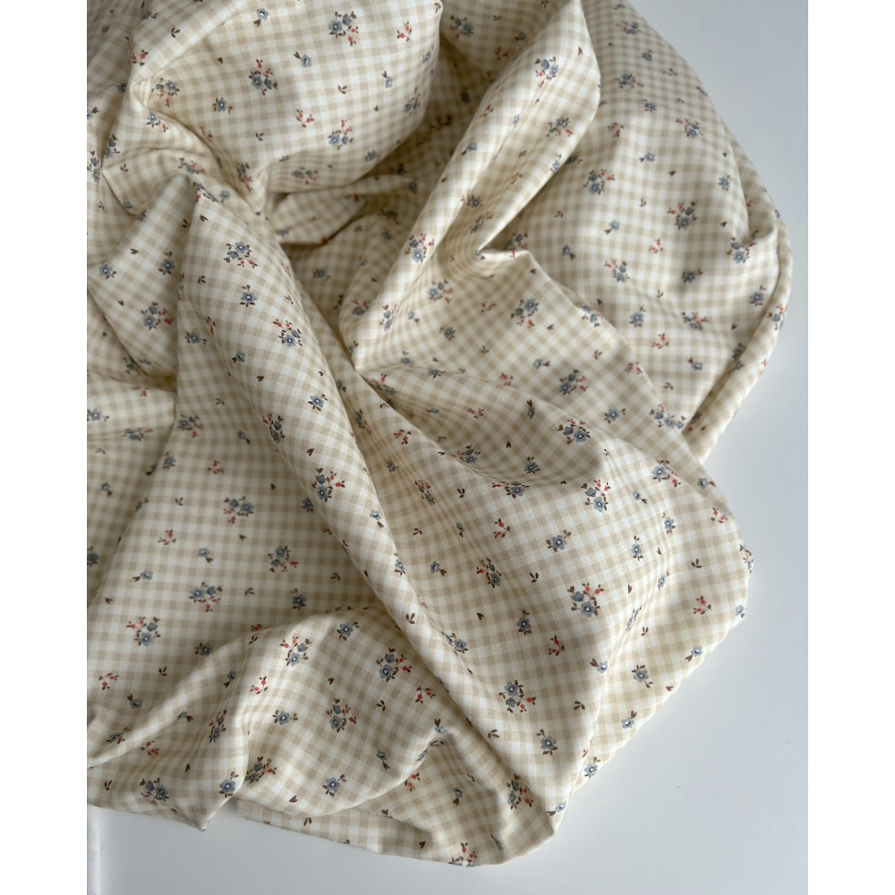 Elise - Popeline de coton BIO imprimé fleurs fanées Tissus issus de l'agriculture biologique  - 5