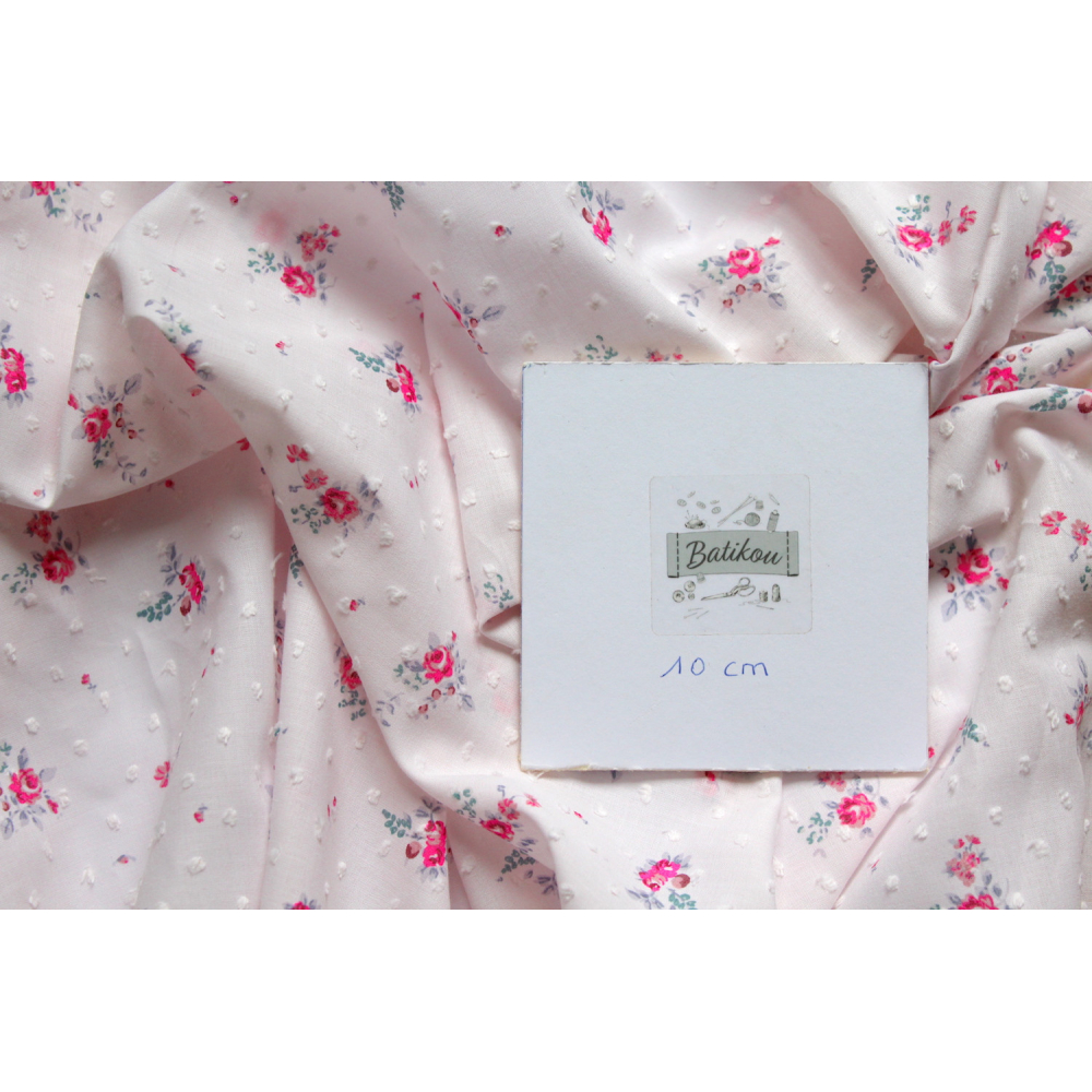 Plumetis de coton imprimé rose