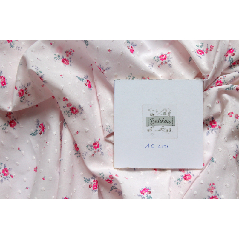 Plumetis de coton imprimé rose