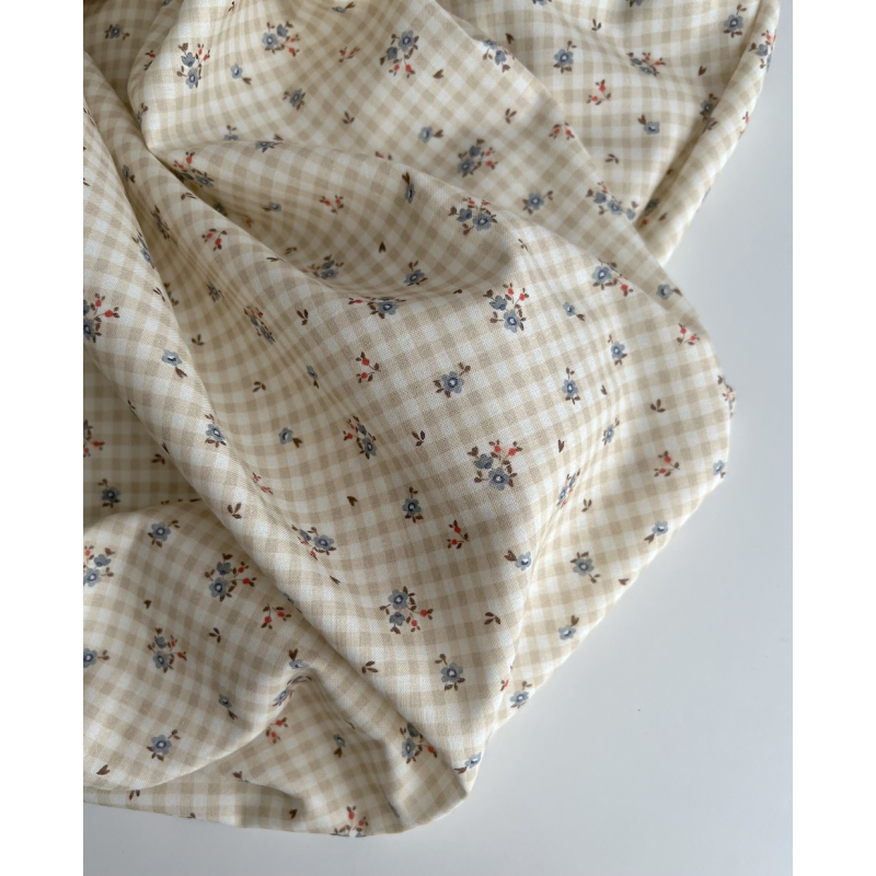 Elise - Popeline de coton BIO imprimé fleurs fanées Tissus issus de l'agriculture biologique  - 7