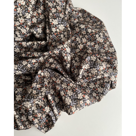 Tissu sergé / twill de coton organique imprimé fond ébène Tissus issus de l'agriculture biologique  - 2