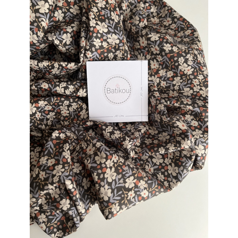 Tissu sergé / twill de coton organique imprimé fond ébène Tissus issus de l'agriculture biologique  - 5