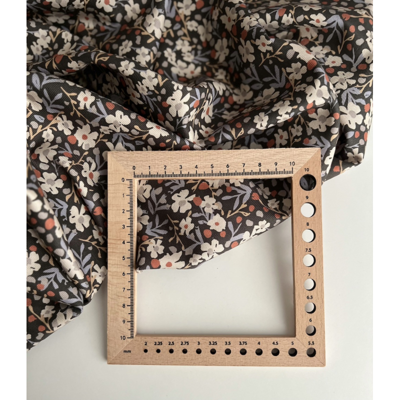 Tissu sergé / twill de coton organique imprimé fond ébène Tissus issus de l'agriculture biologique  - 6