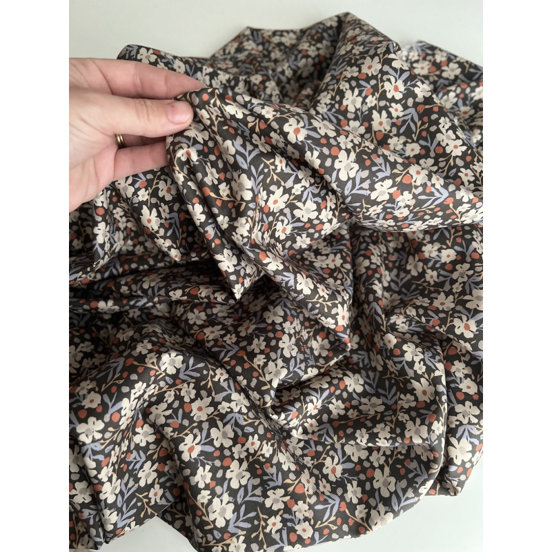 Tissu sergé / twill de coton organique imprimé fond ébène Tissus issus de l'agriculture biologique  - 7