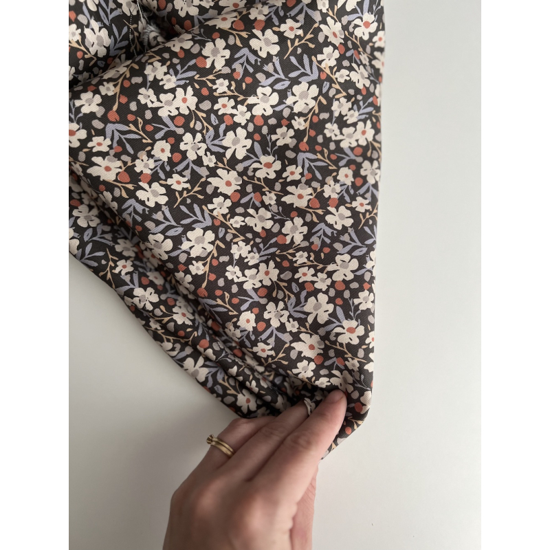 Tissu sergé / twill de coton organique imprimé fond ébène Tissus issus de l'agriculture biologique  - 9