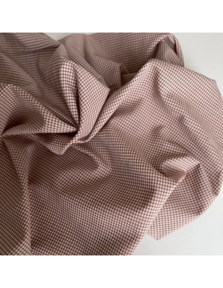 Seersucker / Coton gaufré vichy mini 1mm kaki / nude Batikou - 1