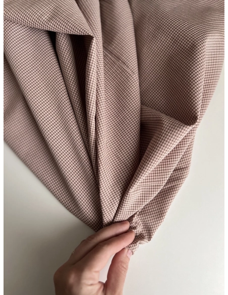 Seersucker / Coton gaufré vichy mini 1mm kaki / nude Batikou - 2