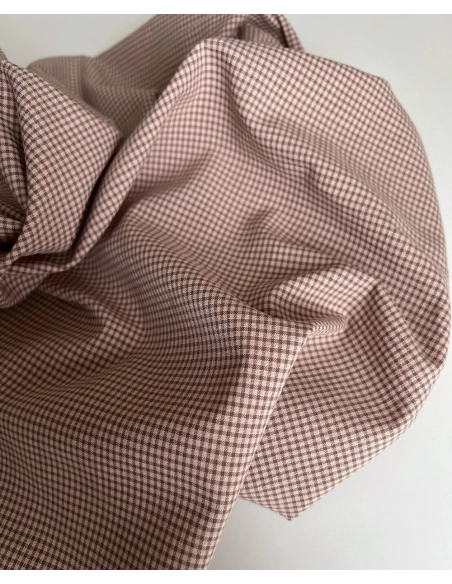 Seersucker / Coton gaufré vichy mini 1mm kaki / nude Batikou - 5