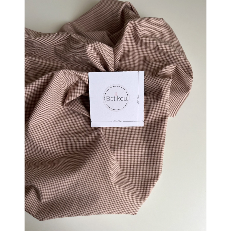 Seersucker / Coton gaufré vichy mini 1mm kaki / nude Batikou - 6 Seersucker / Coton gaufré vichy mini 1mm kaki / nude Batikou - 6