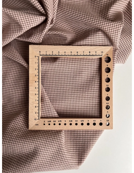 Seersucker / Coton gaufré vichy mini 1mm kaki / nude Batikou - 7