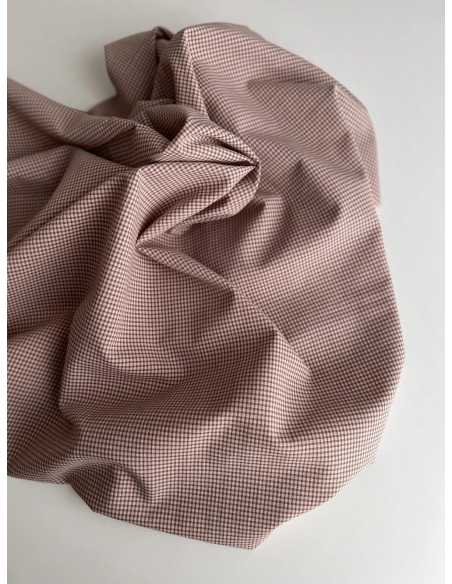 Seersucker / Coton gaufré vichy mini 1mm kaki / nude Batikou - 8
