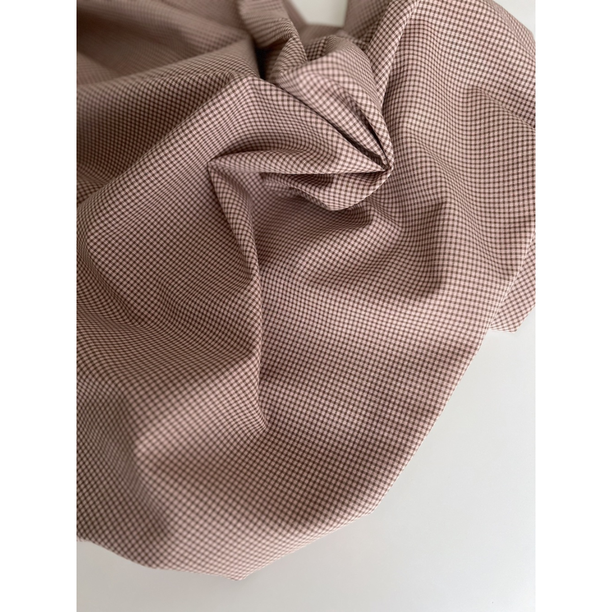 Seersucker / Coton gaufré vichy mini 1mm kaki / nude Batikou - 9 Seersucker / Coton gaufré vichy mini 1mm kaki / nude Batikou - 9