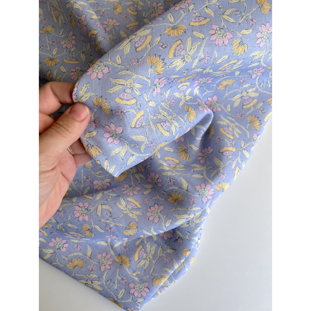 India - Tissu lin viscose à motifs coloris lavande Qualité Oeko-tex - 2