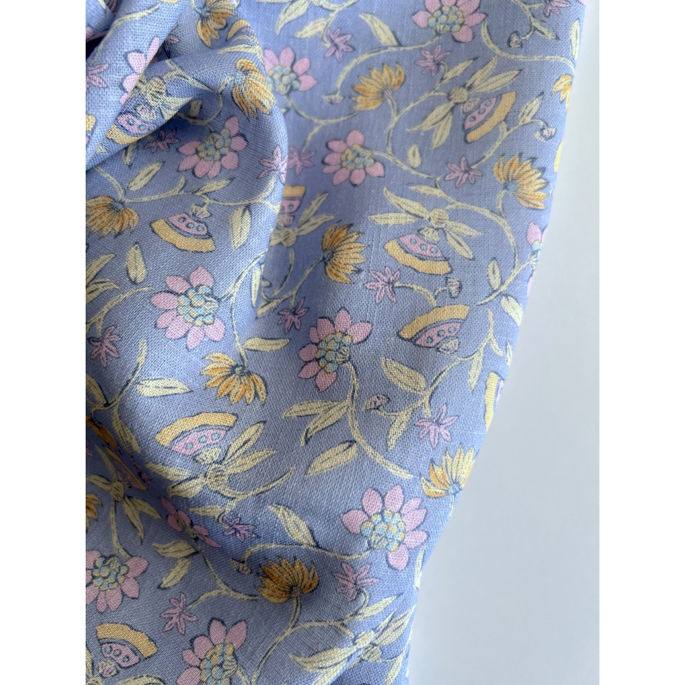 India - Tissu lin viscose à motifs coloris lavande Qualité Oeko-tex - 3