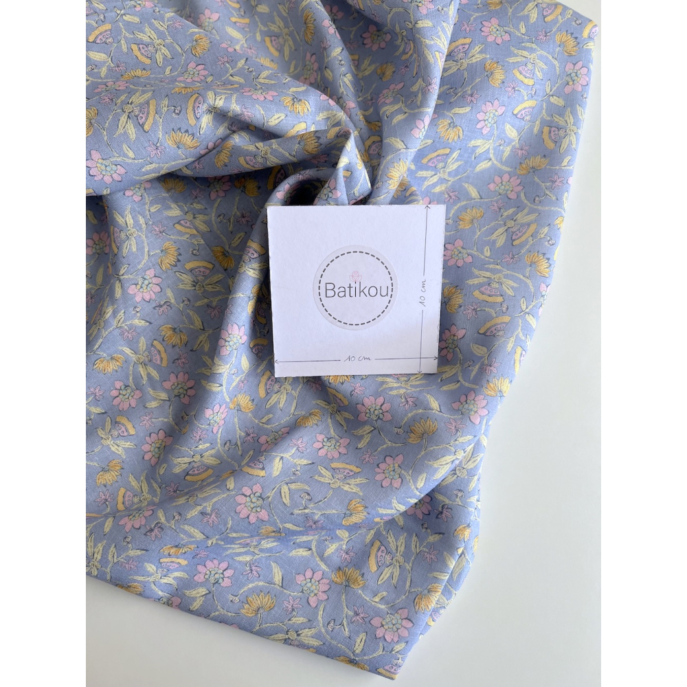 India - Tissu lin viscose à motifs coloris lavande Qualité Oeko-tex - 4