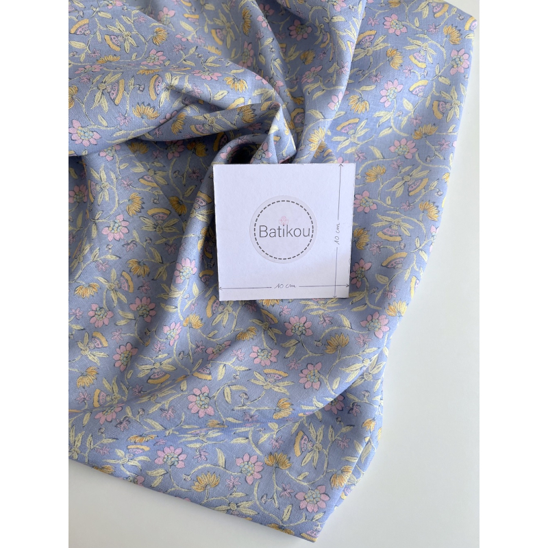 India - Tissu lin viscose à motifs coloris lavande Qualité Oeko-tex - 4