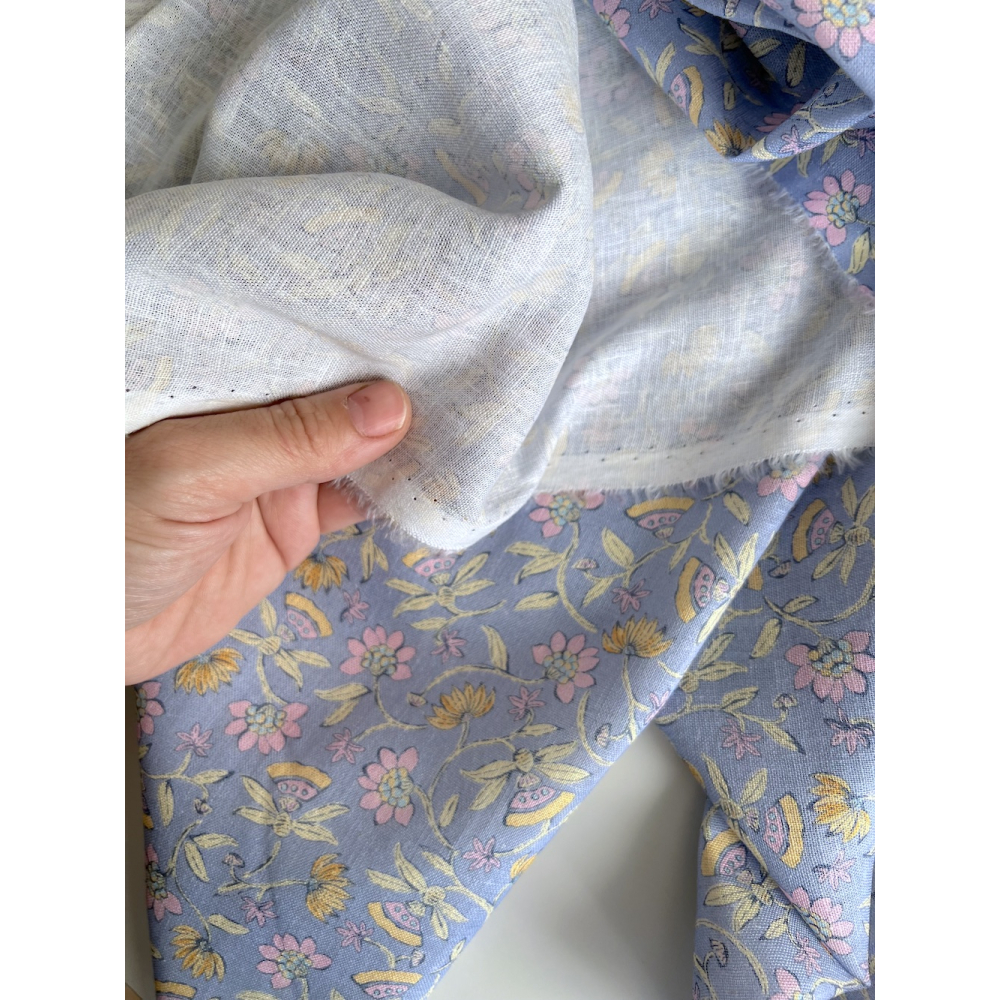 India - Tissu lin viscose à motifs coloris lavande Qualité Oeko-tex - 6