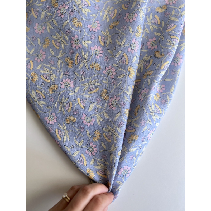 India - Tissu lin viscose à motifs coloris lavande Qualité Oeko-tex - 7