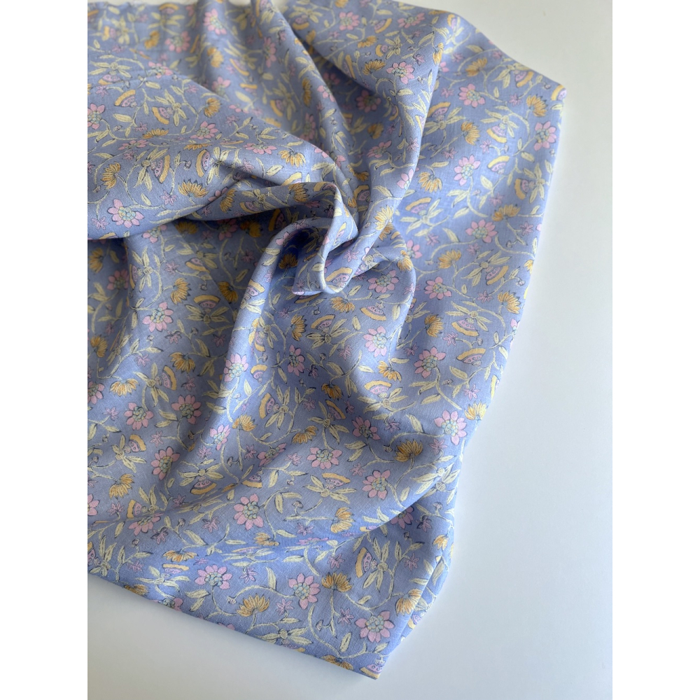 India - Tissu lin viscose à motifs coloris lavande Qualité Oeko-tex - 8