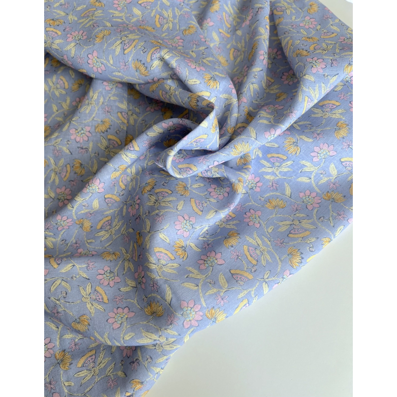 India - Tissu lin viscose à motifs coloris lavande Qualité Oeko-tex - 9