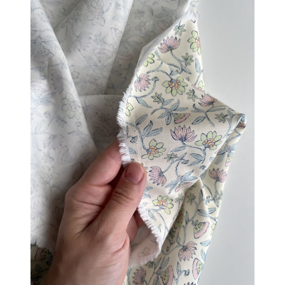 India - Popeline de coton BIO imprimé fleurs indiennes Tissus issus de l'agriculture biologique  - 3